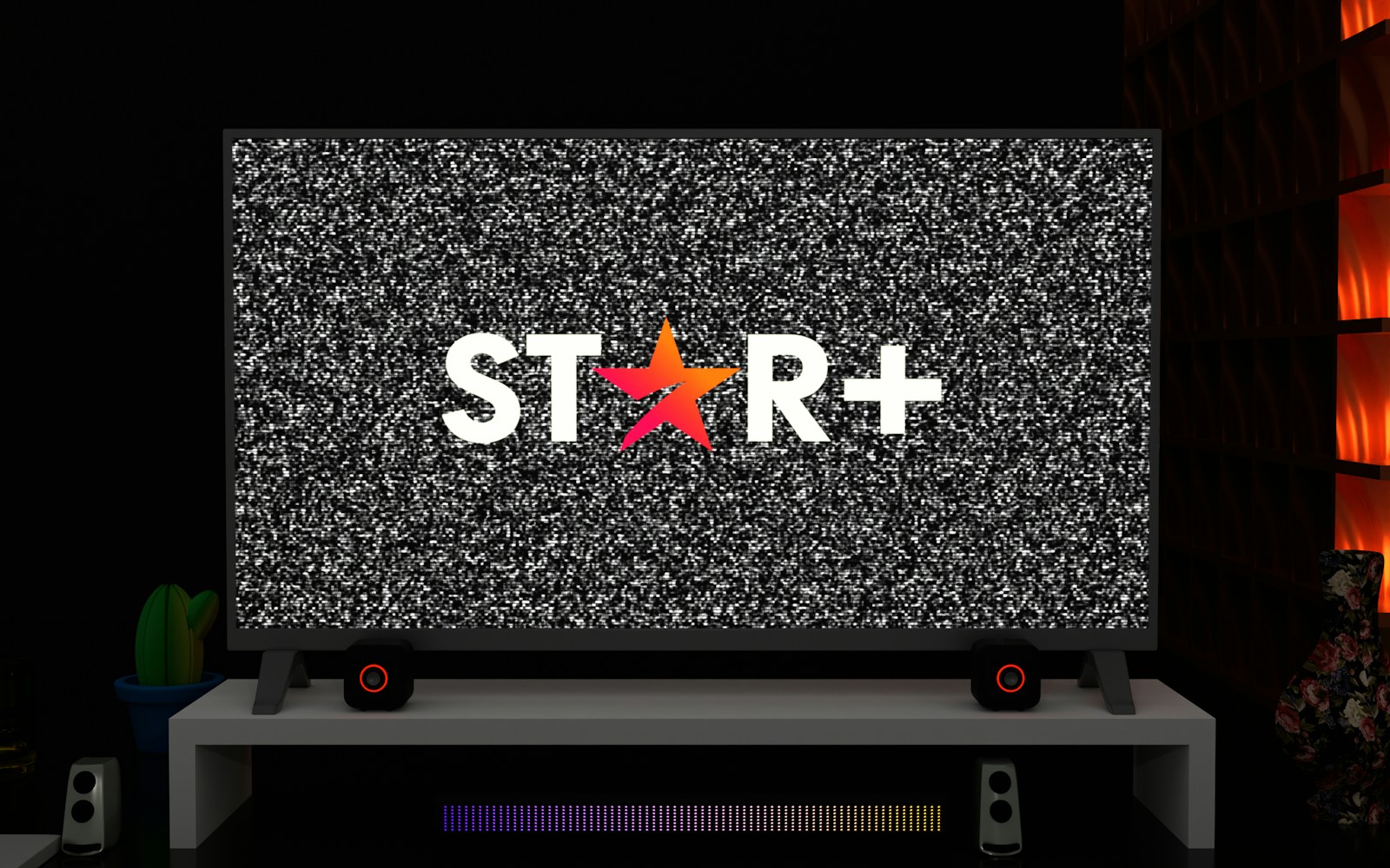 a television with a star logo on the screen